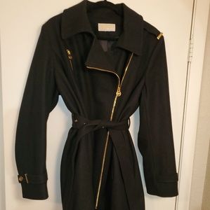 Michael Kors Asymmetrical Belted Walker Coat